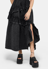 Corvina Fitted Bodice Waterfall Tiered Midaxi Dress EU 34