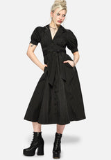Jenna Stripe Cotton Tie Midi Dress