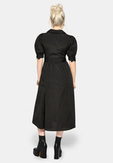 Jenna Stripe Cotton Tie Midi Dress EU 34