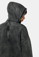 Aelin Sword Applique Hooded Sweater Dress - Black