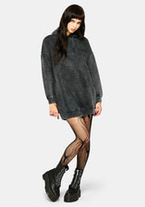 Aelin Sword Applique Hooded Sweater Dress - Black