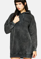 Aelin Sword Applique Hooded Sweater Dress - Black