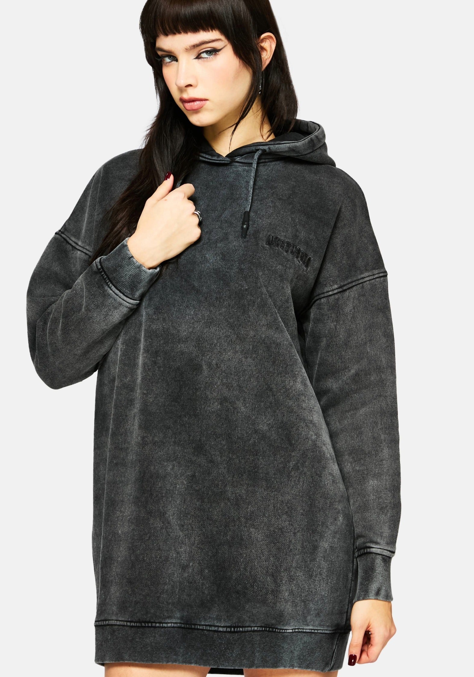Aelin Sword Applique Hooded Sweater Dress - Black