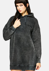 Aelin Sword Applique Hooded Sweater Dress - Black