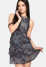 Gaia Celestial Print Chiffon Mini Dress