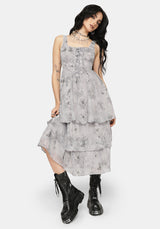 Aureline Butterfly Tierred Midi Dress