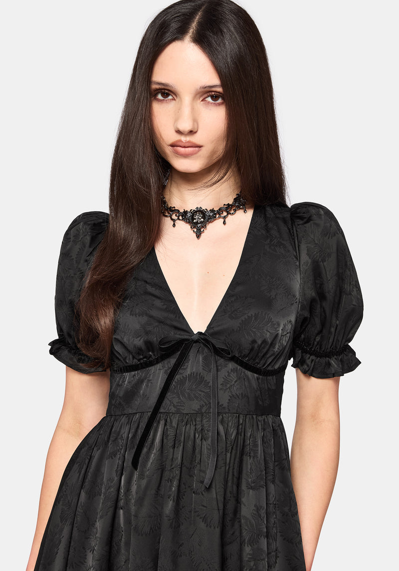 princess polly baby blue dress Elaria Jacquard Puff Sleeve Asymmetric High Low Midaxi Dress – Disturbia
