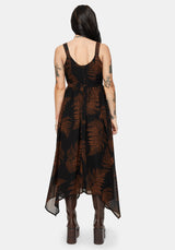 Ruin Farn Chiffon Taschentuch Saum Midaxi Kleid