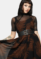 Ruin Farn Chiffon Taschentuch Saum Midaxi Kleid