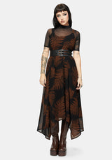 Ruin Farn Chiffon Taschentuch Saum Midaxi Kleid