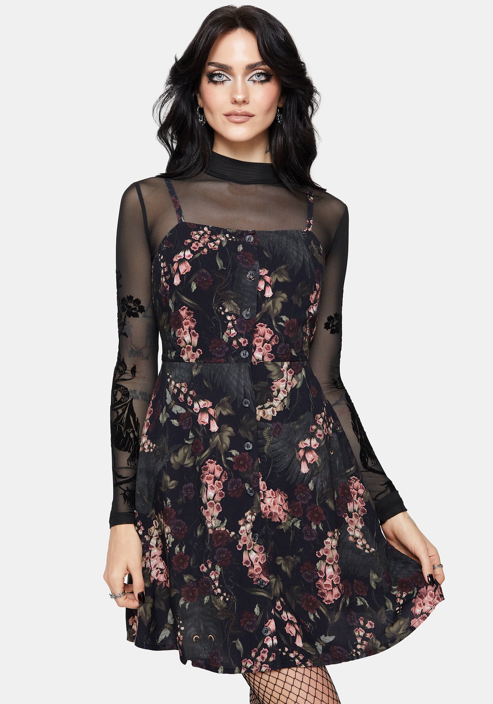 Tessa Flocked Mesh Long Sleeved Bodysuit