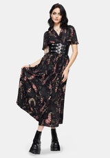Noctua Owl Foxglove Printed Wrap Midaxi Shirt Dress