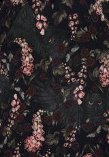 Noctua Midnight Owl Foxglove Printed Wrap Midaxi Shirt Dress