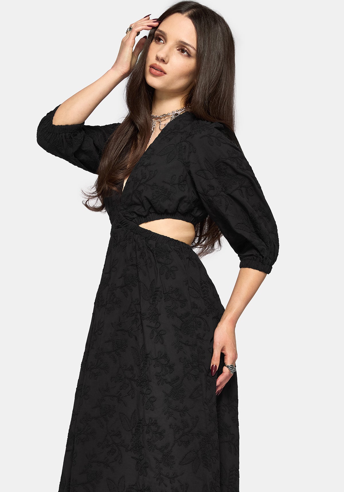 Lila Broderie Cut Out Maxi Dress