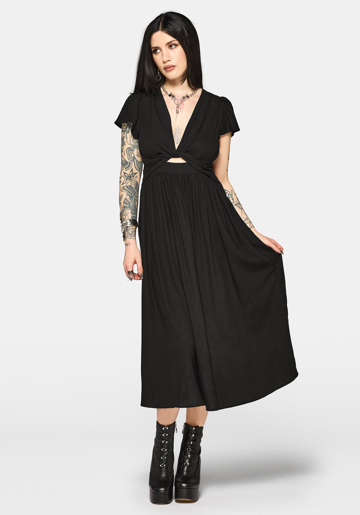 Ramone Twist Front Midi Dress