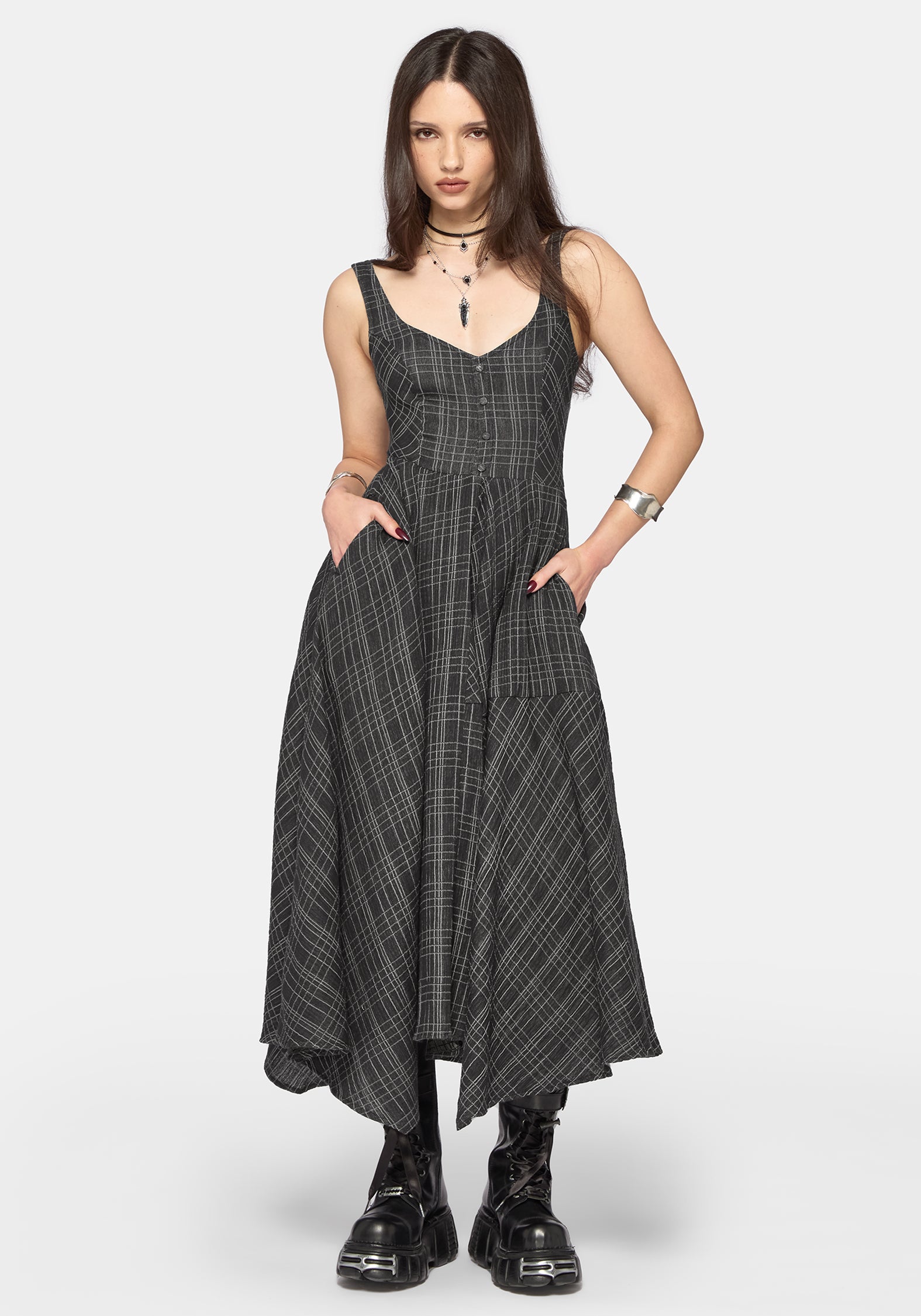 Caledon Check Gauze Midaxi Dress