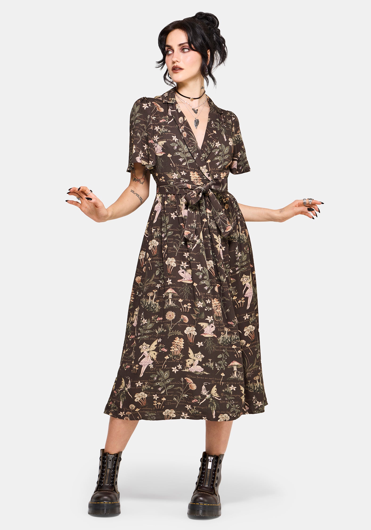 Faela Fairy Tie Waist Wrap Midi Dress EU 34