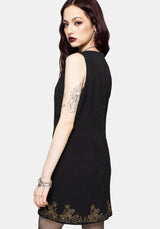 Ismay Vine Embroidered Hem Button Up Mini Dress