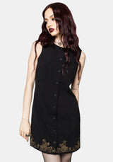 Ismay Vine Embroidered Hem Button Up Mini Dress