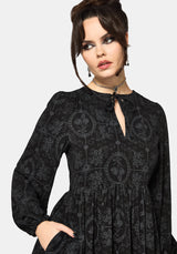 Cameo Floral Printed Tie Front Long Sleeve Mini Dress