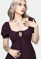 Fenella Keyhole Midi Dress - Plum