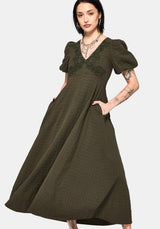 Limos Dobby Check Embroidered Midaxi Dress