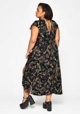 Dionaea Flytrap Print Plunge Maxi Dress