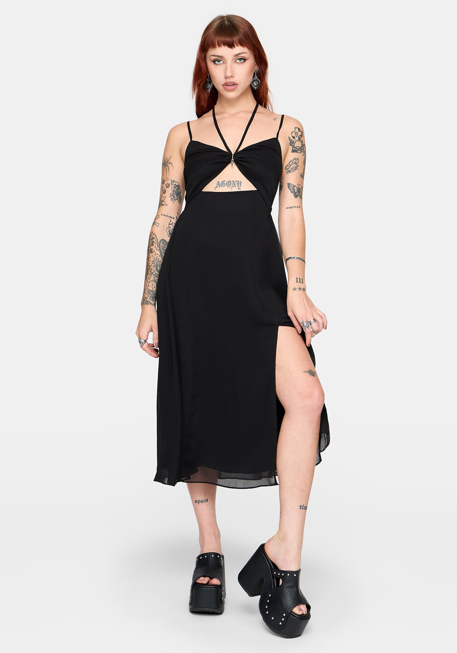 Calla Keyhole Halterneck Midaxi Dress