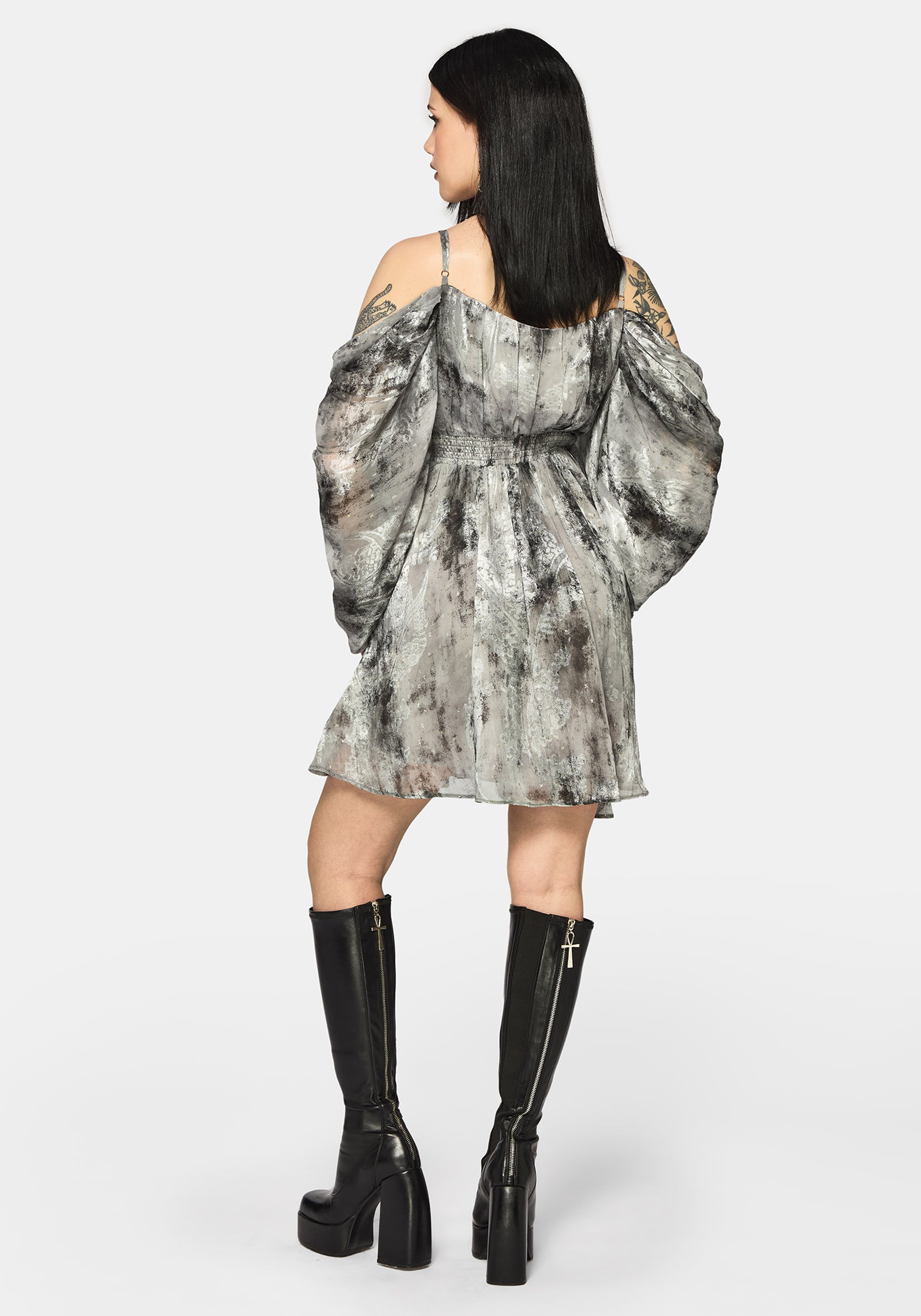 Maddie Cold Shoulder Blouson Mini Dress