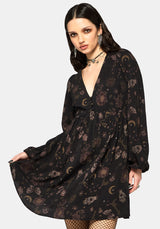 Angela Folk Print Button Down Smock Mini Dress