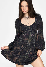 Curio Print Button Up Mini Dress
