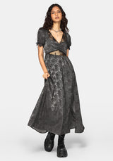 Lili Jacquard Lace Insert Ruched Bust Midi Dress