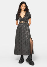 Lili Jacquard Lace Insert Ruched Bust Midi Dress