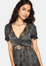 Lili Jacquard Lace Insert Ruched Bust Midi Dress