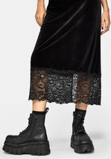 Cathy Velour Lace Hem Cami Midaxi Dress