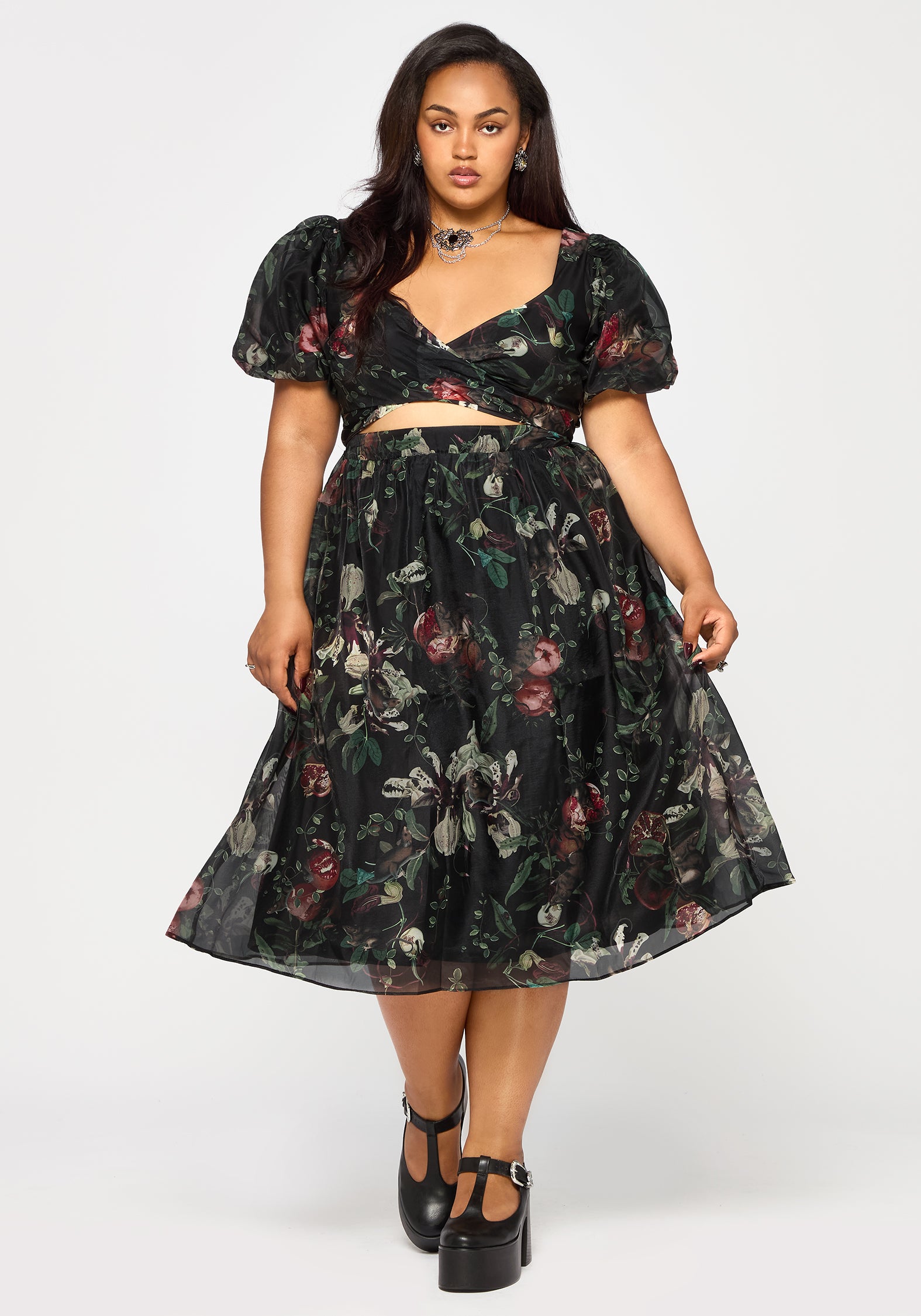 Anara Fruit Print Twist Front Midaxi Dress – Disturbia