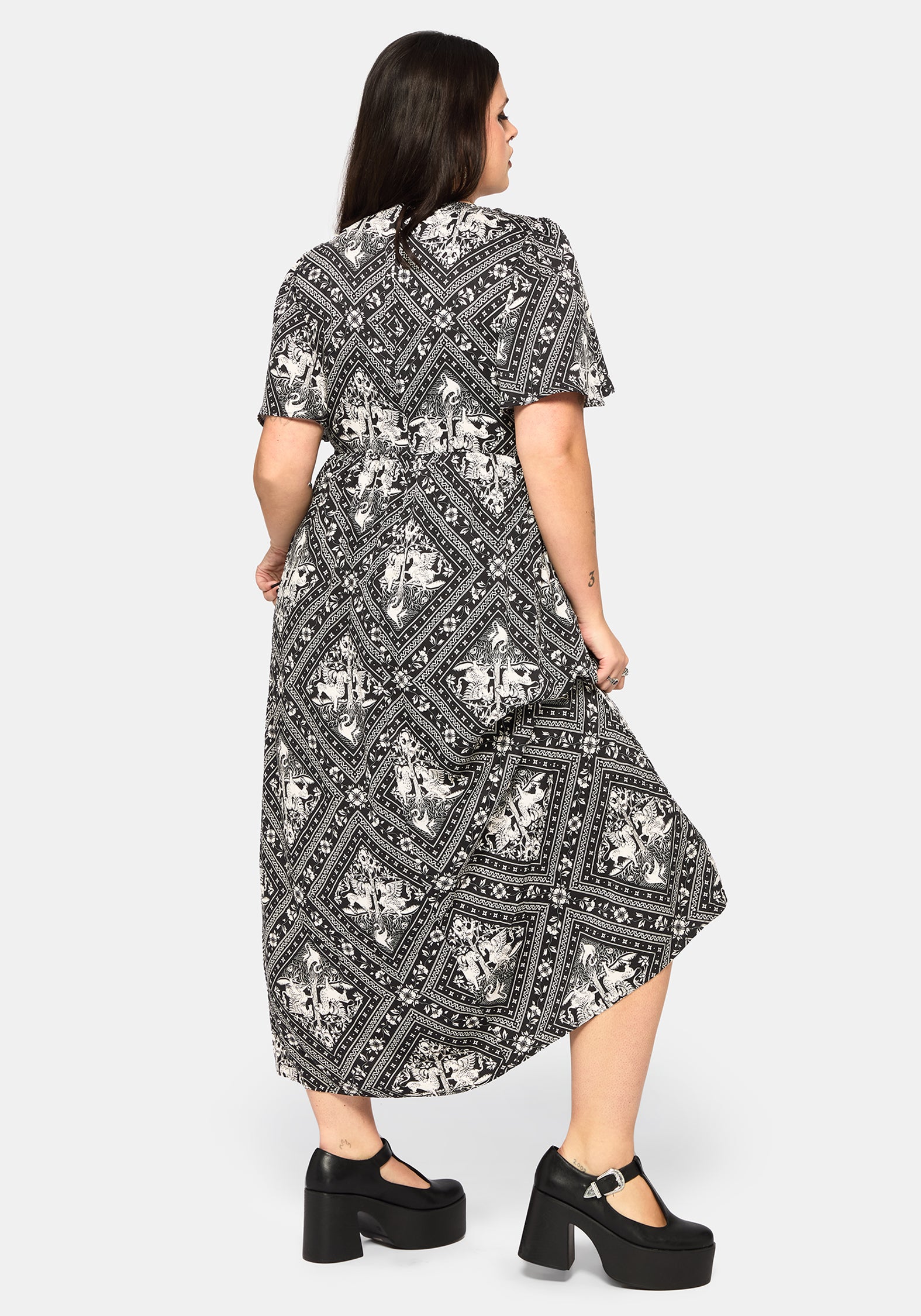 Hexweave Print Floaty Sleeve Maxi Dress