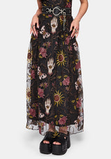 Angela Folk Embroidered Mesh Gown