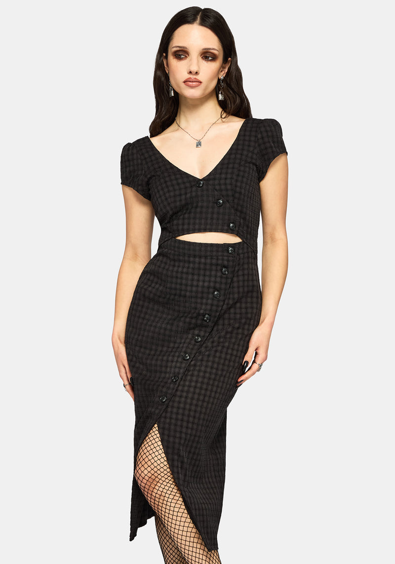 Ziggy Check Cut Out Midaxi Dress – Disturbia