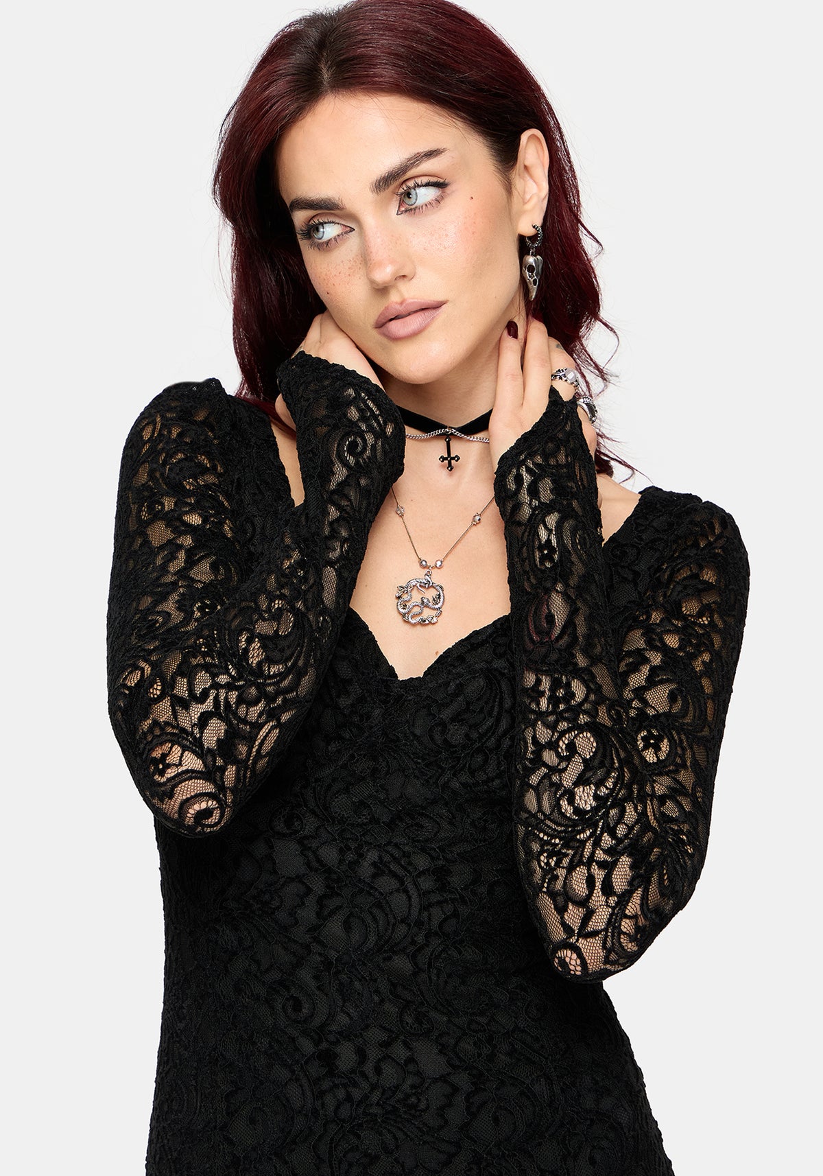 Neve Long Sleeve Lace Midaxi Dress