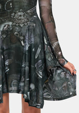 Nox Print Mesh Panelled Skirt Mini Dress