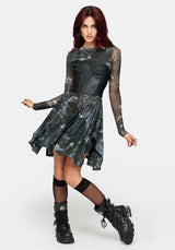 Nox Print Mesh Panelled Skirt Mini Dress