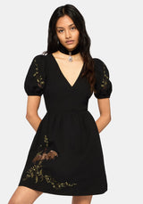 Orena Bat Embroidered Mini Dress