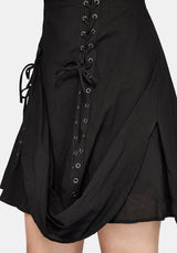 Lucette Asymmetric Eyelet Lace Up Mini Dress
