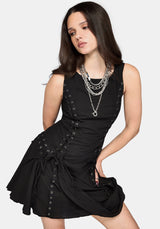 Lucette Asymmetric Eyelet Lace Up Mini Dress