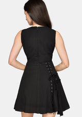 Lucette Asymmetric Eyelet Lace Up Mini Dress