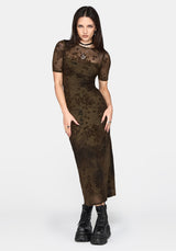 Zuri Flocked Ruched Bust Midi Dress