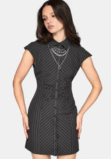 Dorothea Gathered Front Stripe Mini Dress