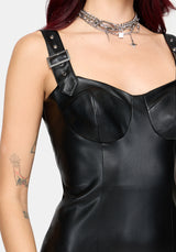 Alexis PU Buckle Strap Bodycon Midi Dress