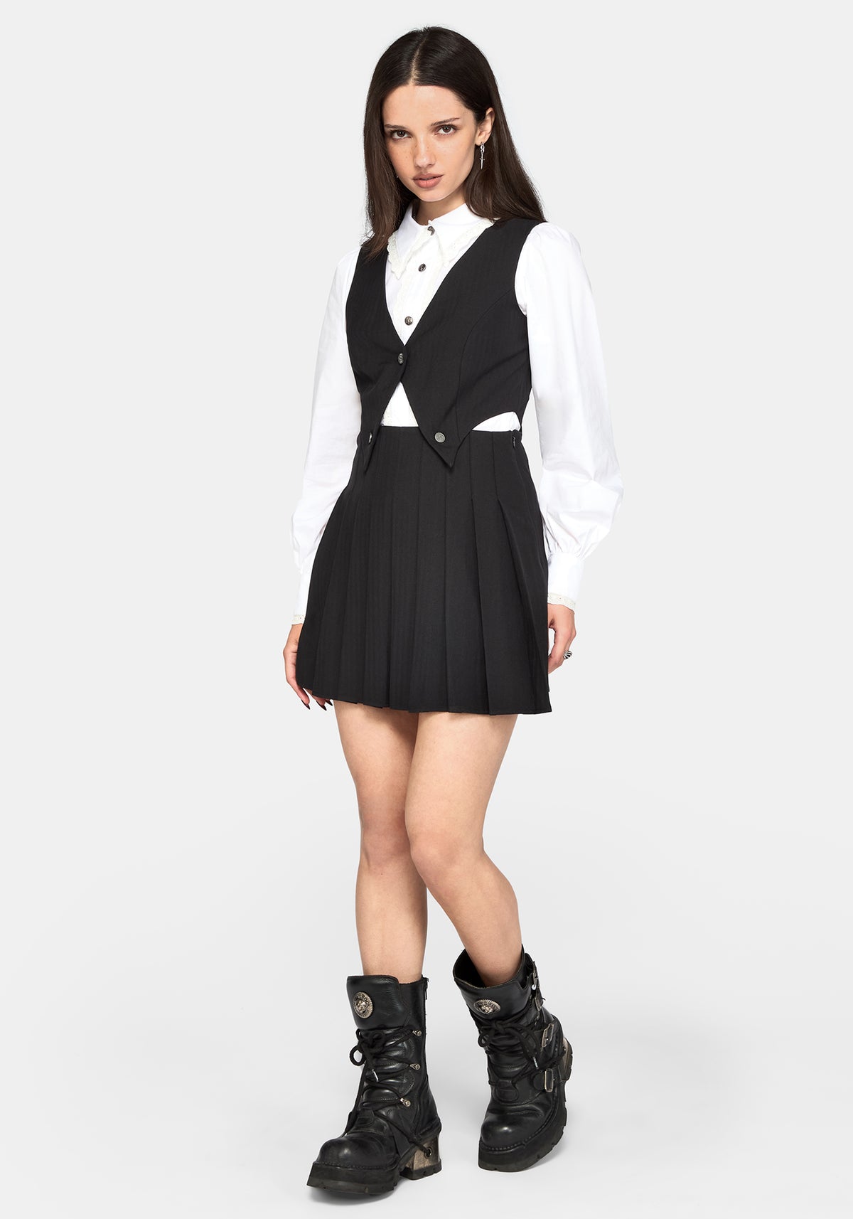 Aveline Waistcoat Pleated Mini Dress